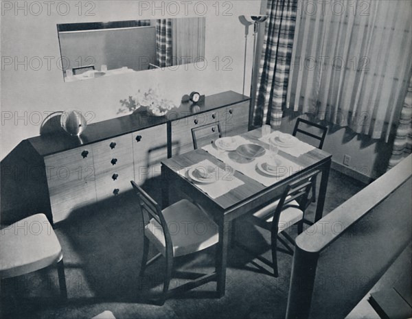 'View in the living-dining room designed by Gilbert Rohde', 1936. Artist: Unknown.