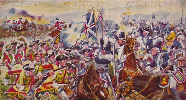 'The King's Own Yorkshire Light Infantry. The Battle in the Rosefields at Minden', 1759, (1939). Artist: Unknown.