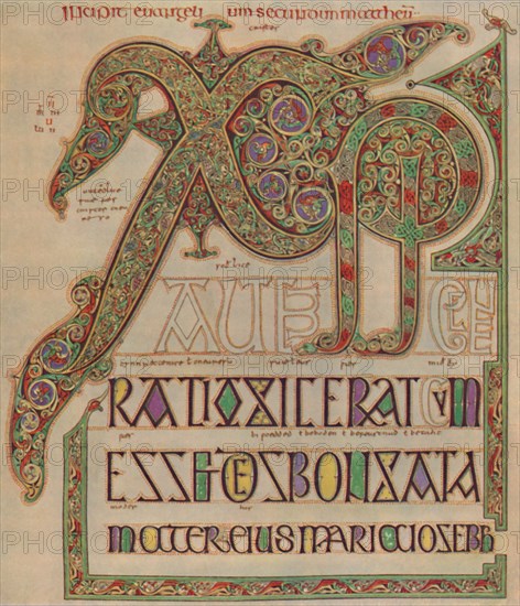 'Lindisfarne Gospels, 'Christi autem' page. British Museum', c700 AD, (1935).  Artist: Unknown.