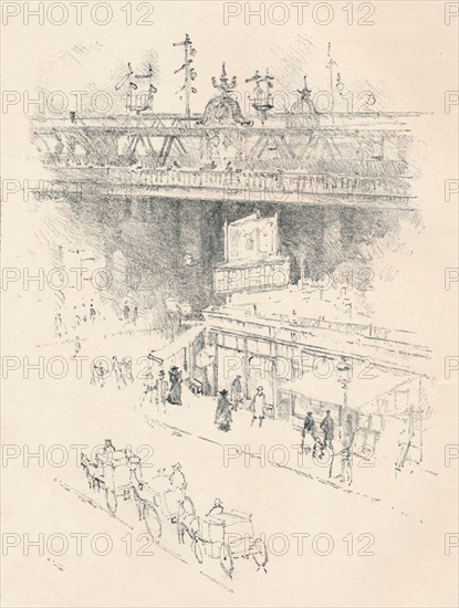 'Corner of Villiers Street, Charing Cross', 1896. Artist: Joseph Pennell.