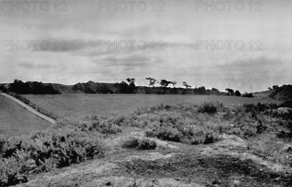 'Offa's Dyke crossing a hill top, in Denbighshire', Wales, 1935. Artist: Unknown.