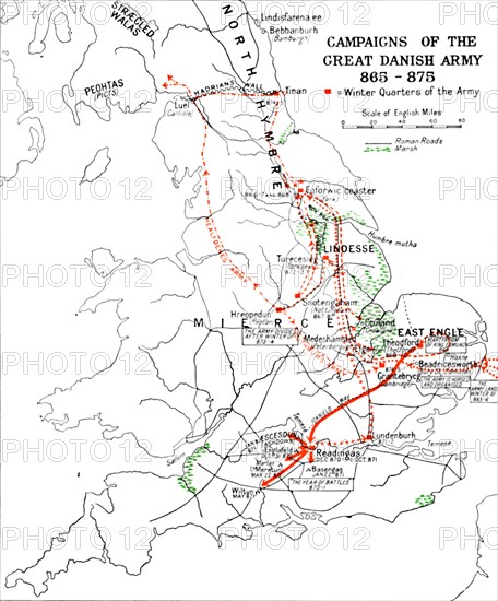 'Campaigns of the Great Danish Army 865-875.', (1935). Artist: Unknown.