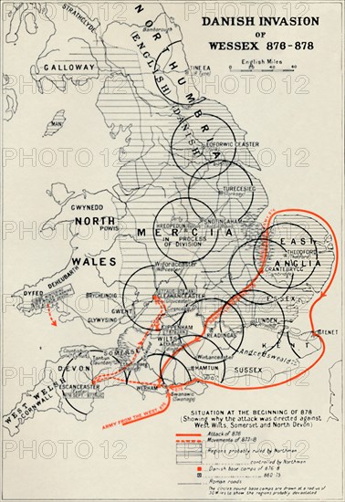 'Danish Invasion of Wessex 876-878', (1935). Artist: Unknown.