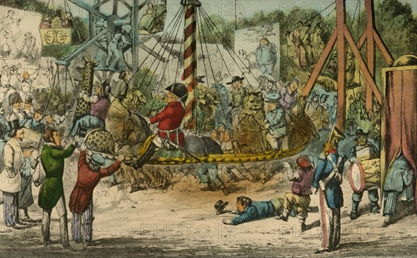 'Mr. Jorrocks takes a Ride at the Fête at St. Cloud', 1838. Artist: Henry Thomas Alken.