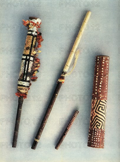 'Drum and wind instruments of the tribe of Baniva Indians, Venezuela.', 1948. Artist: Unknown.