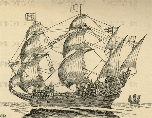 'An Elizabethan Galleon', (1931). Artist: Charles Henry Bourne Quennell.