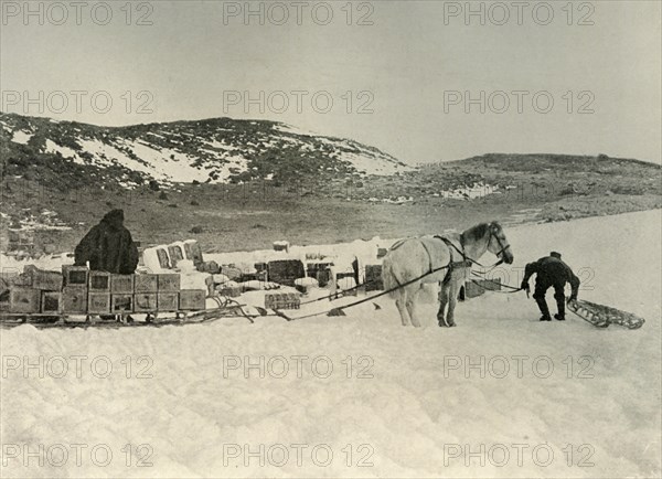 'The Pont Quan About To Draw A Sledge Load of Stores', c1908, (1909). Artist: Unknown.