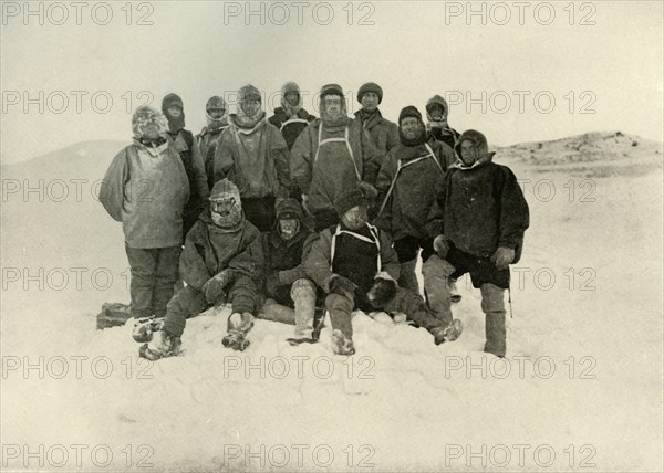 'A Group of the Shore Party at the Winter Quarters', c1908, (1909).  Artist: Unknown.