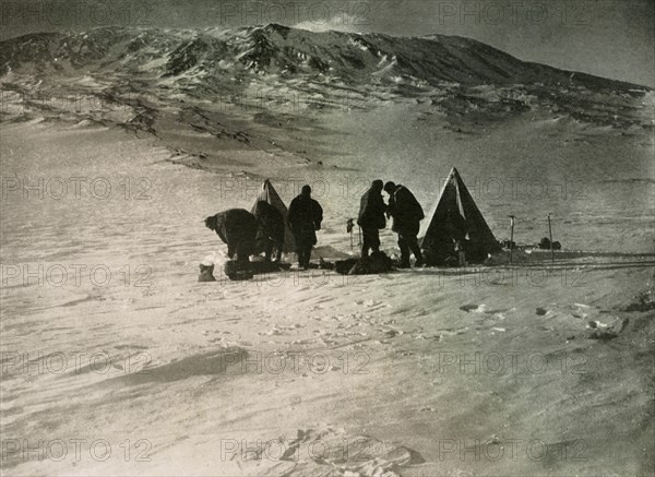 'The Camp 7000 Feet Up Mount Erebus', 1908, (1909). Artist: Unknown.