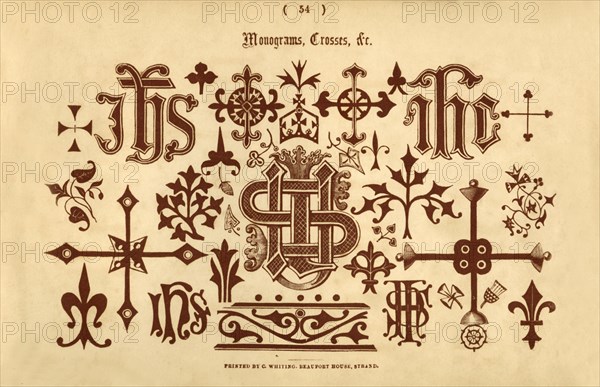 'Monograms, Crosses, &c.', 1862. Artist: Unknown.