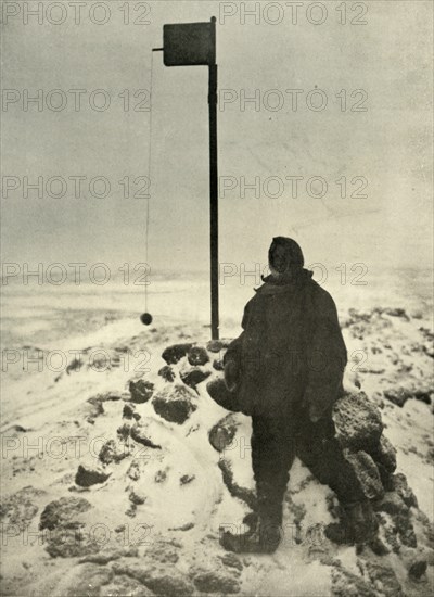 'Professor David Standing By Mawson's Anemometer', c1908, (1909). Artist: Unknown.