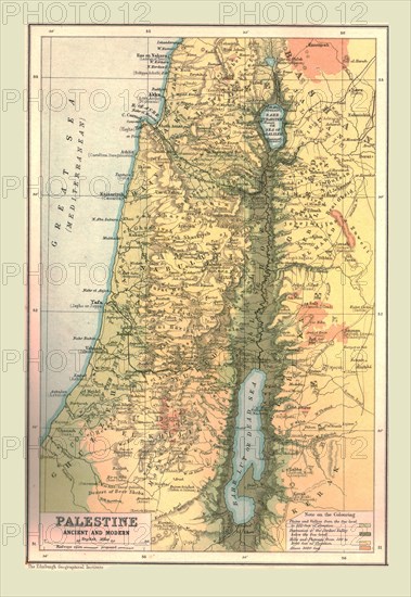 Map of 'Palestine, Ancient and Modern', 1902.  Creator: Unknown.