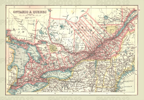 Map of Ontario and Quebec, 1902.  Creator: Unknown.
