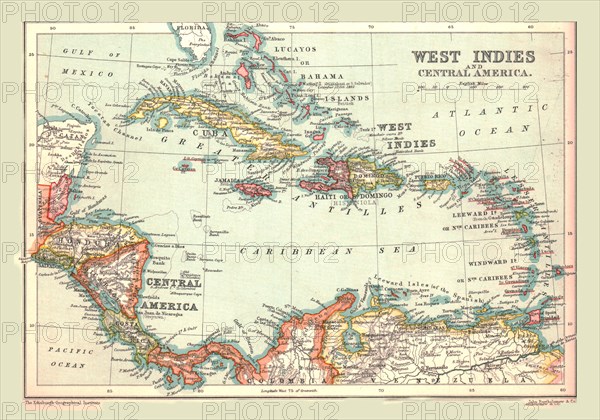 Map of the West Indies and Central America, 1902. Creator: Unknown.