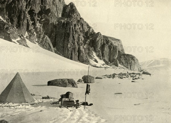 'Lower Glacier Depot. The stores were buried in the snow', c1908, (1909).  Artist: Unknown.