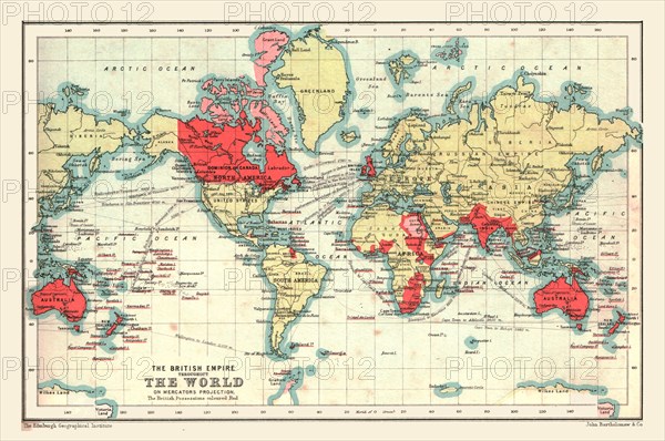 World Map showing the British Empire, 1902.  Creator: Unknown.