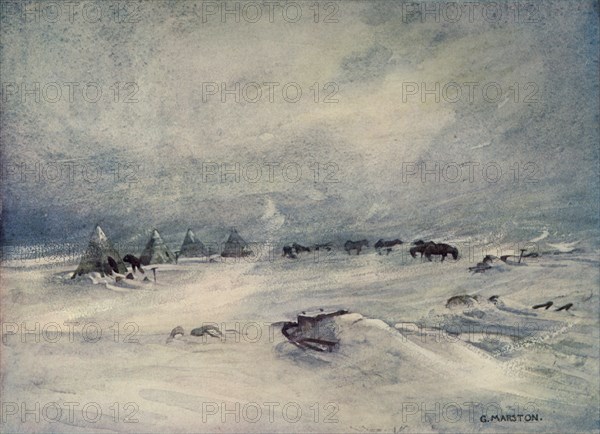 'A Blizzard on the Barrier', c1908, (1909).  Artist: George Marston.