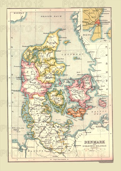 Map of Denmark, 1902.  Creator: Unknown.