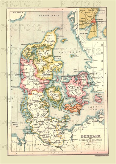 Map of Denmark, 1902. Creator: Unknown.