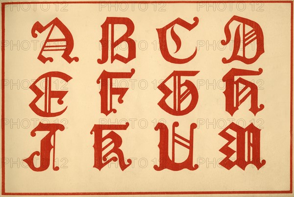 Alphabet, letters A-M, upper case. Artist: Unknown.