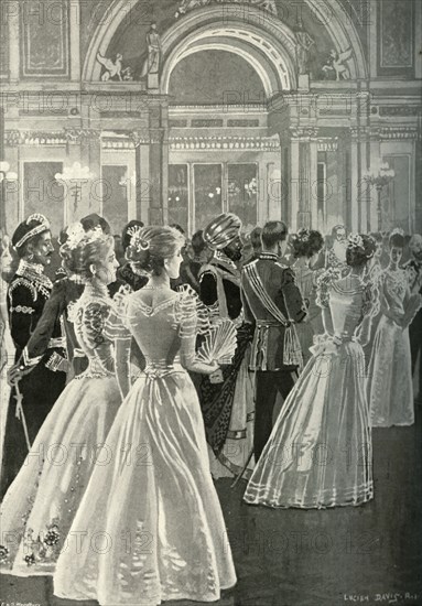 'The State Reception at Buckingham Palace: Entrance of the Prince and Princess of Wales', (c1897). Artist: E&S Woodbury.