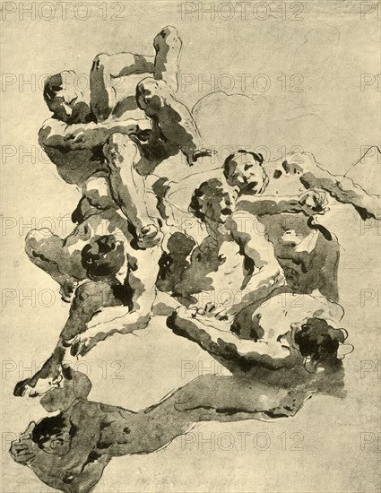 'Giants fighting', mid 18th century, (1928). Artist: Giovanni Battista Tiepolo.