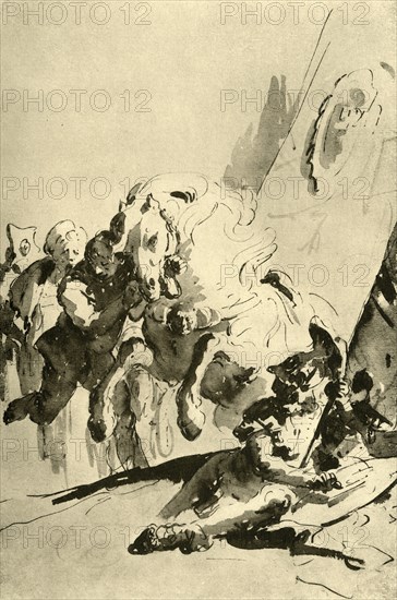 'Alexander and Bucephalus', mid 18th century, (1928). Artist: Giovanni Battista Tiepolo.