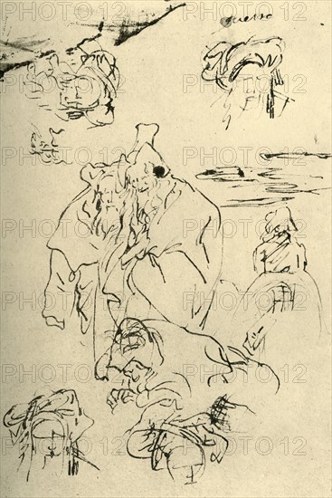 'Figures and heads of Orientals', mid 18th century, (1928). Artist: Giovanni Battista Tiepolo.