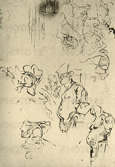 'Satyr Herms and Oriental Heads', mid 18th century, (1928). Artist: Giovanni Battista Tiepolo.