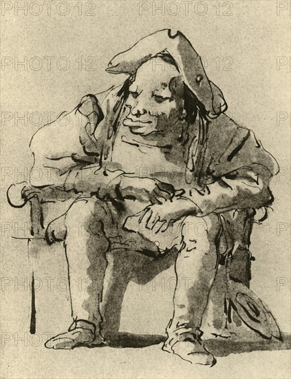'Caricature of a man seated', mid 18th century, (1928). Artist: Giovanni Battista Tiepolo.