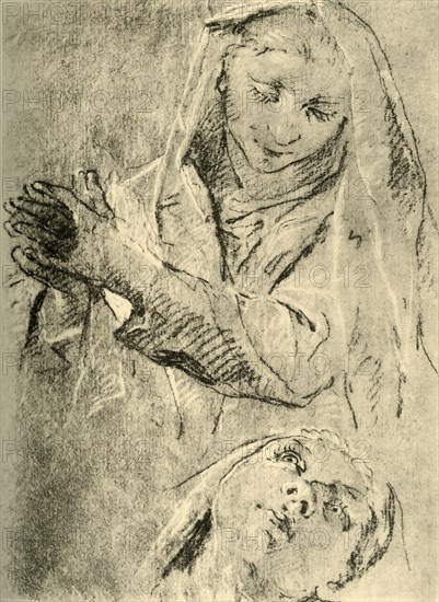 'Studies of a Madonna', mid 18th century, (1928). Artist: Giovanni Battista Tiepolo.