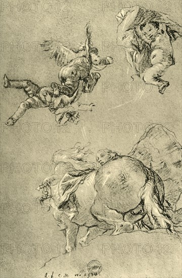 'Hovering Cupids and one of the Horae with a sun steed', 1752-1753, (1928). Artist: Giovanni Battista Tiepolo.