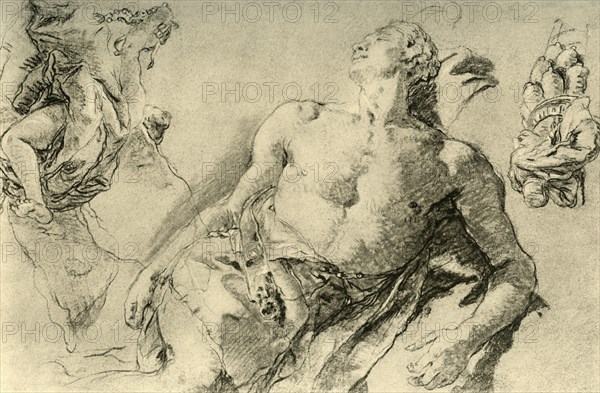 'Detail study for the Hyacinth in Bückeburg.', c1752, (1928). Artist: Giovanni Battista Tiepolo.