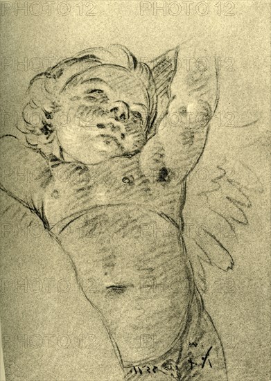 'Hovering Cupid', mid 18th century, (1928). Artist: Giovanni Battista Tiepolo.