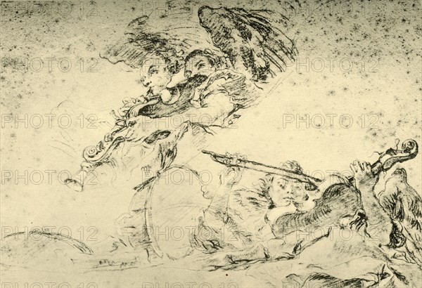 'Angels playing Musical Instruments', c1755, (1928). Artist: Giovanni Battista Tiepolo.