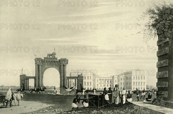 'The Governor General and Body Guard Outside Government House, 1820', (1925.) Creator: Unknown.