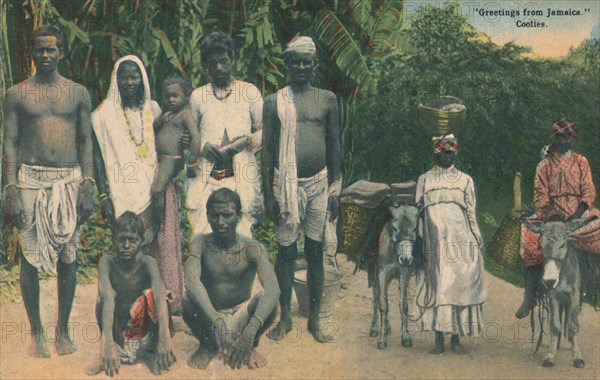 Greetings from Jamaica. Coolies', early 20th century. Creator: Unknown.