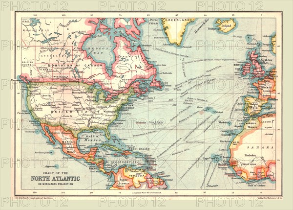 Chart of the North Atlantic, 1902.  Creator: Unknown.