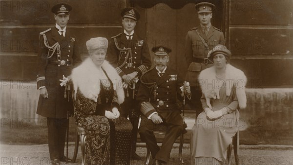 'H.R.H. The Duke of York, H.R.H. The Prince of Wales, H.R.H. Prince Henry, H.M. The Queen, H.M. The Creator: Vandyk.