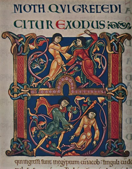 'Initial from the Winchester Bible', c1150 AD, (c1950). Creator: Master of the Leaping Figures.