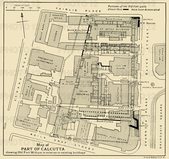 'Map of Part of Calcutta showing Old Fort William in relation to existing buildings', 1925. Creator: Unknown.