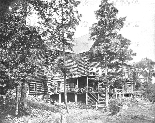 Old Log Cabin, Lake Placid, Adirondacks, New York State, USA, c1900.  Creator: Unknown.