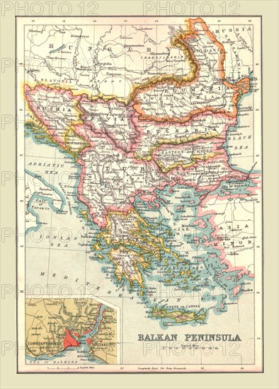 Map of the Balkan Peninsula, 1902.  Creator: Unknown.