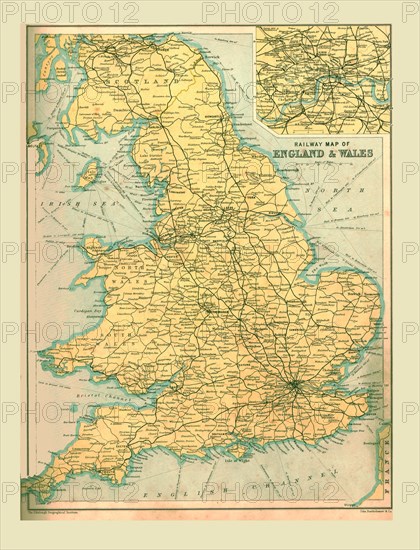 Railway Map of England and Wales, 1902. Creator: Unknown.