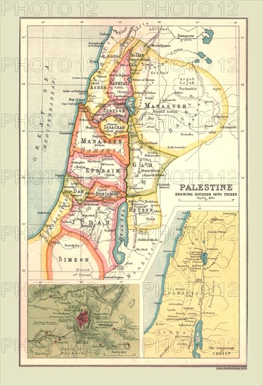 Map of Palestine, Showing Division into Tribes, (1902). Creator: Unknown.