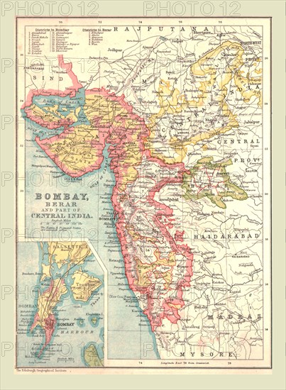 Map of Bombay, Berar, and part of Central India, 1902. Creator: Unknown.