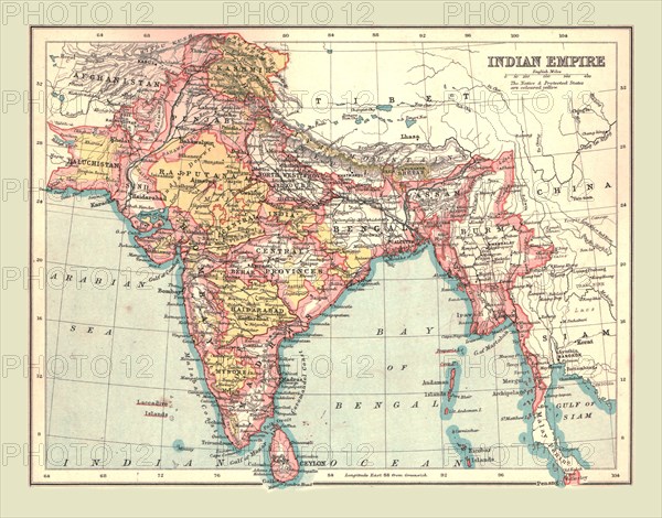 Map of the Indian Empire, 1902. Creator: Unknown.