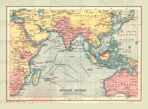 Map of the Indian Ocean, 1902.   Creator: Unknown.