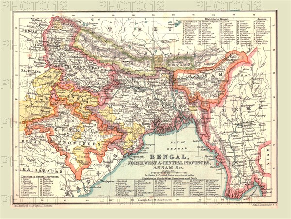 Map of Bengal, the North West and Central Provinces, and Assam, 1902.  Creator: Unknown.