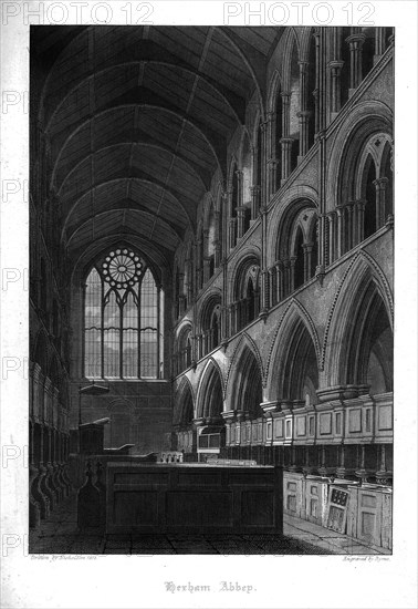 'Hexham Abbey', c1830.  Creator: Byrne.